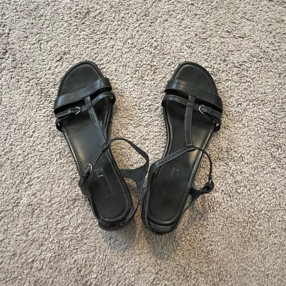 Ecco Leather Sandals Size 39 Black